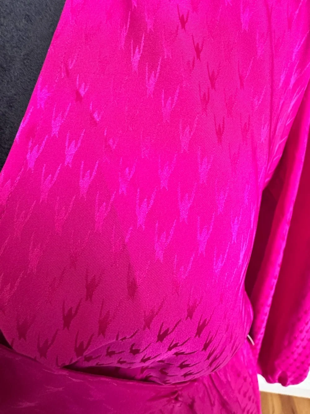 Express Fuchsia Long-Sleeve Wrap Dress - Picture 2 of 5